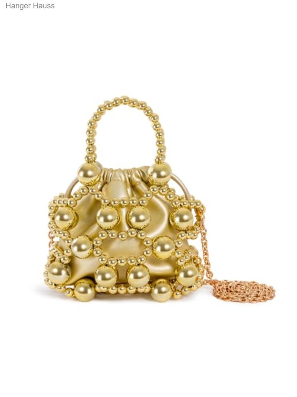 Hand-Beaded Evening Bag with Faux Leather and Acrylic Beads